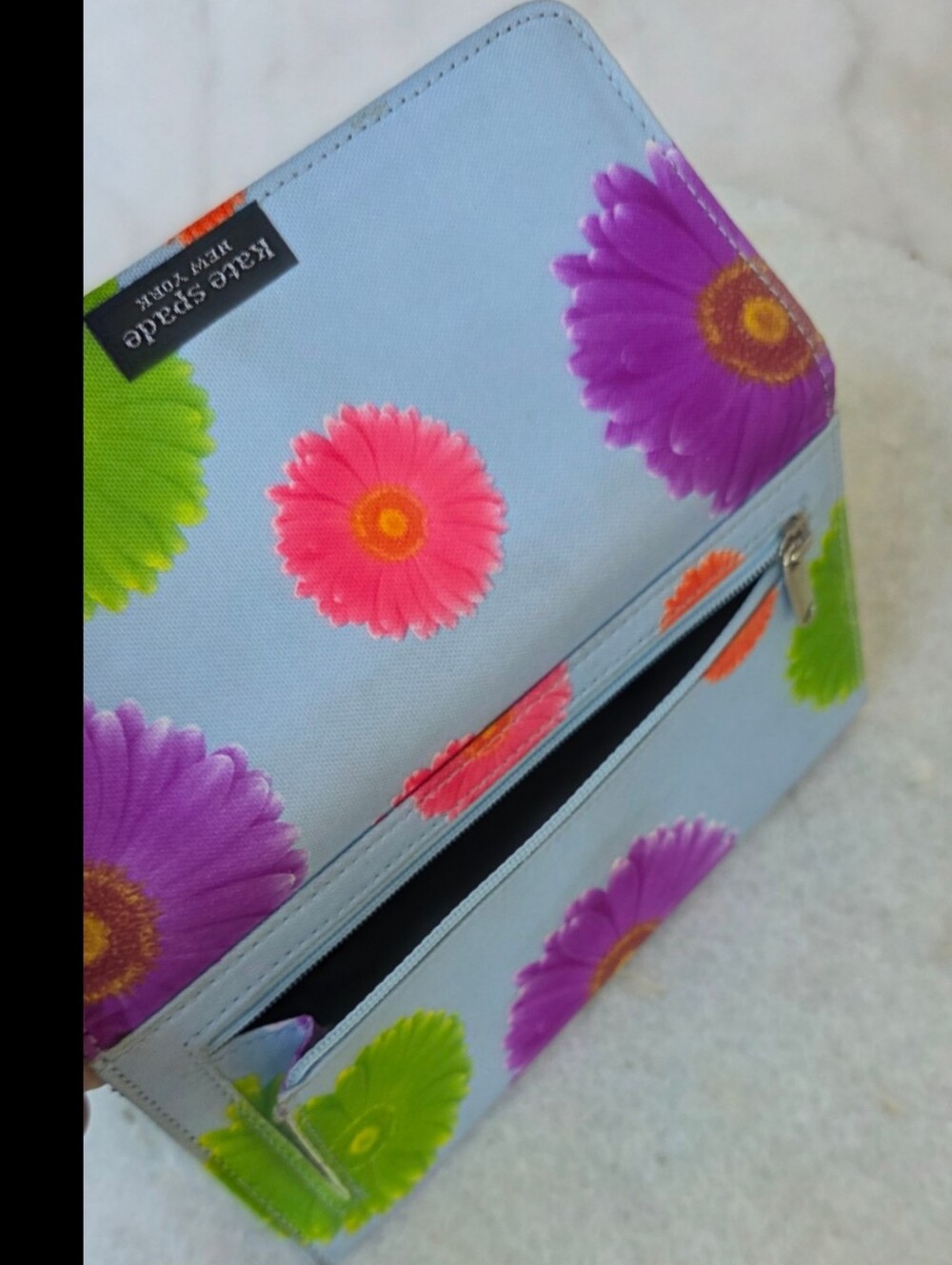 Vintage Kate Spade New York Daisy Print Envelope Wallet Y2K - Picture 6 of 7